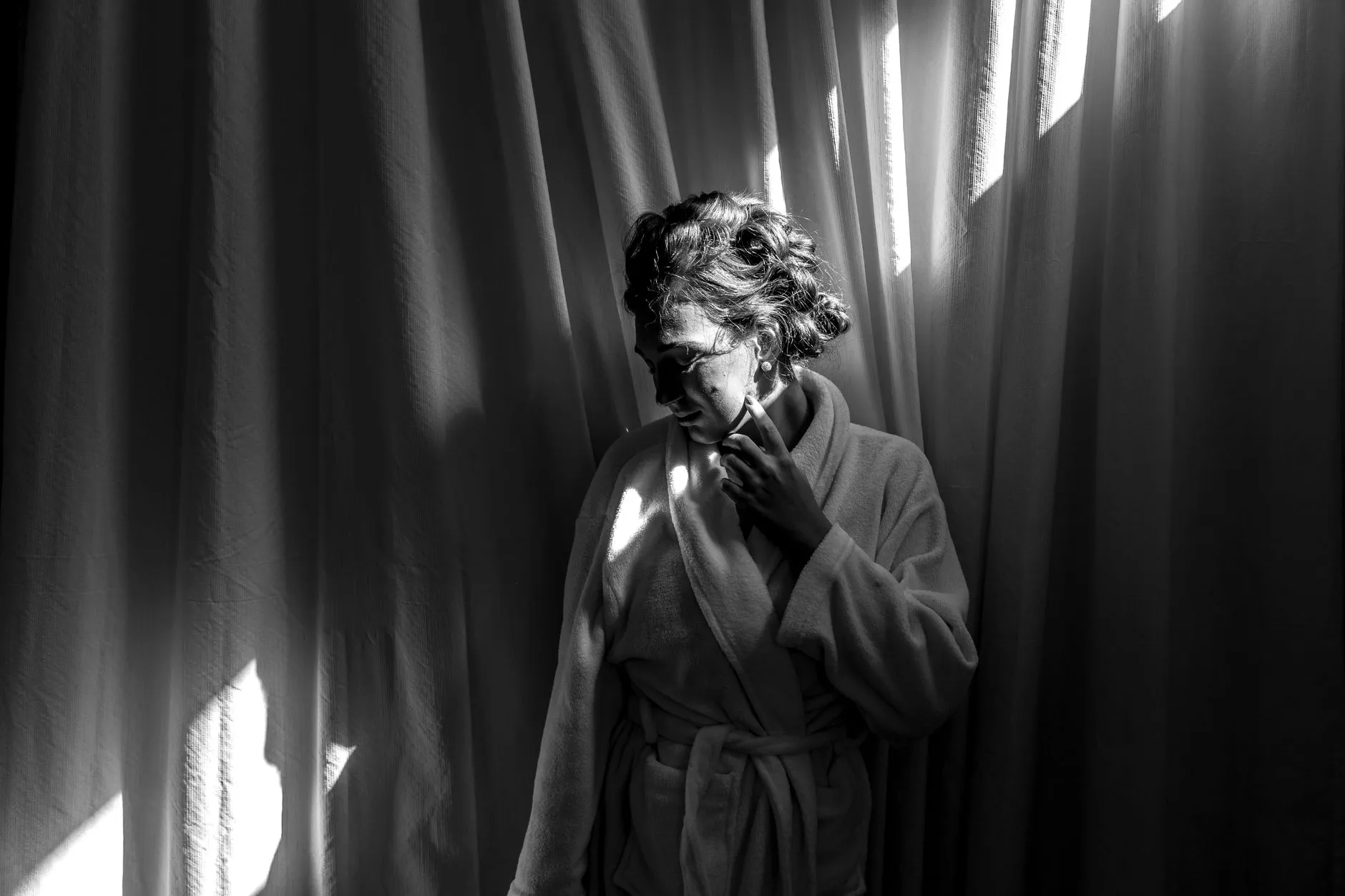 woman wearing bathrobe